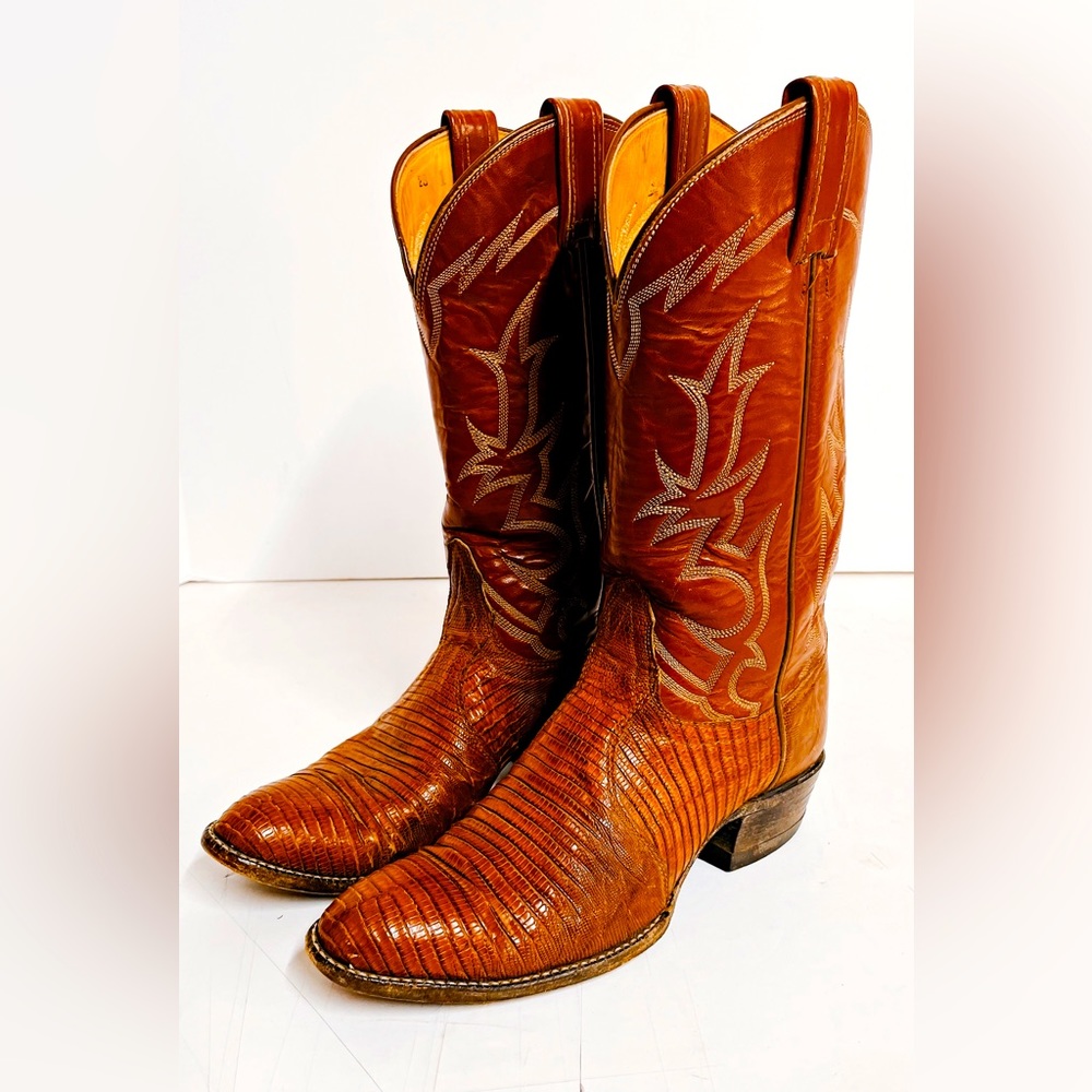 Tony Lama Lizard Boots Women's size 6.5B #8083 Brown USA